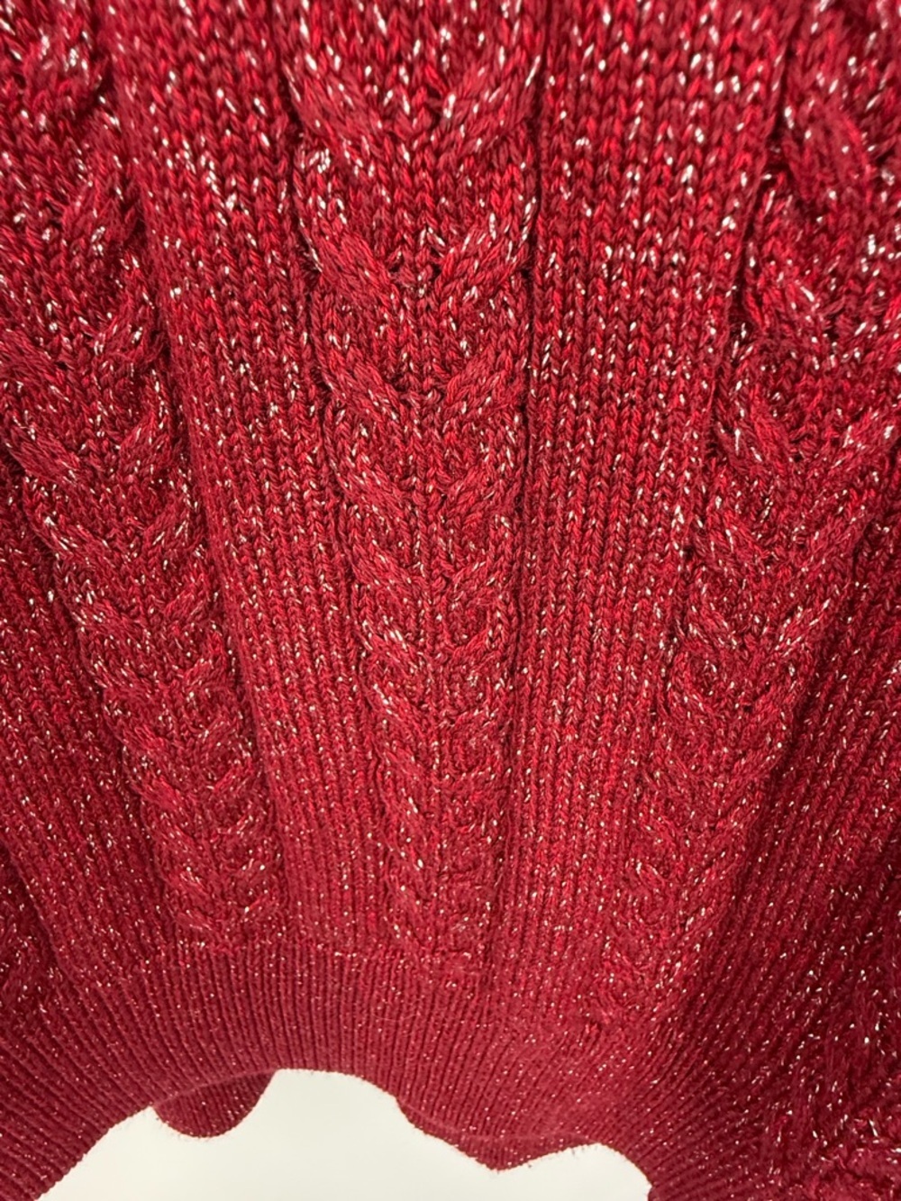 Athleta Crossroads Crew Sweater Red Metallic Cable Knit Cozy XL Holiday Luxe - Picture 14 of 14